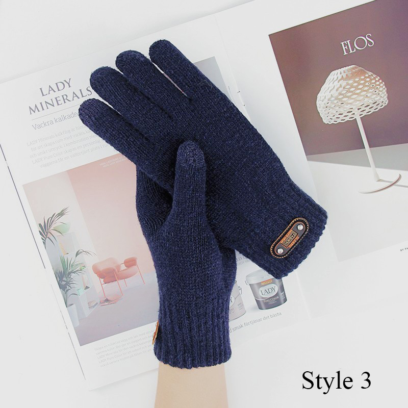 Men's Touch Screen Gloves Warm Acrylic Polyester Knitted for Driving Skating Win - Picture 27 of 30