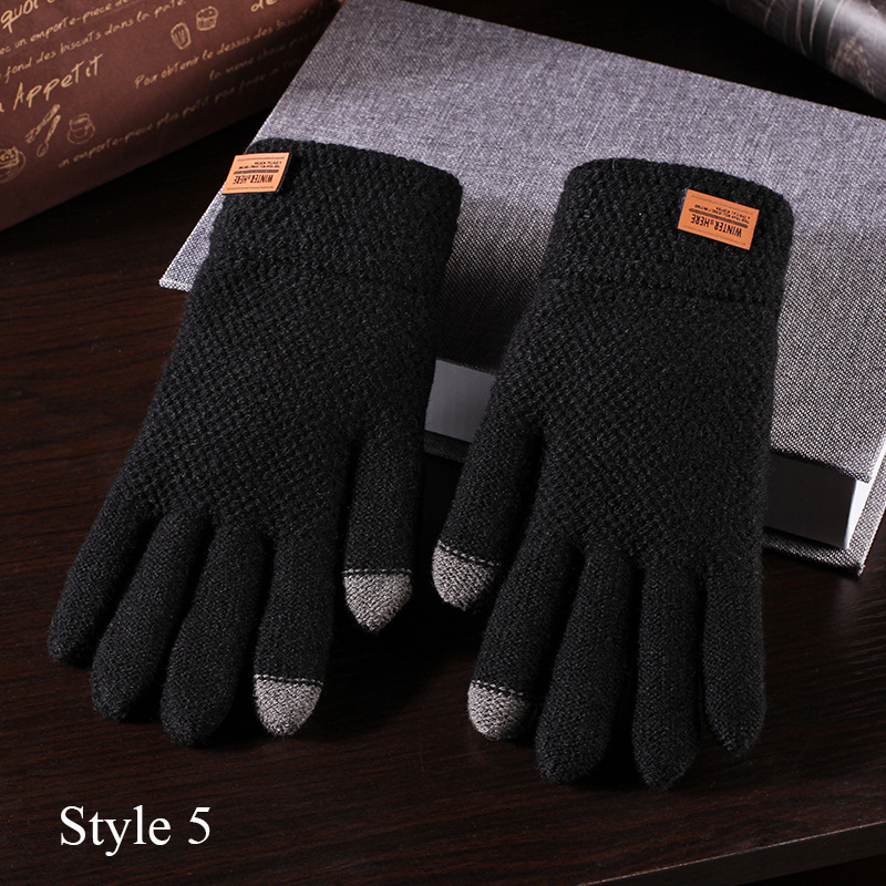 Men's Touch Screen Gloves Warm Acrylic Polyester Knitted for Driving Skating Win - Picture 28 of 30