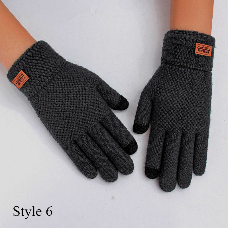 Men's Touch Screen Gloves Warm Acrylic Polyester Knitted for Driving Skating Win - Picture 29 of 30