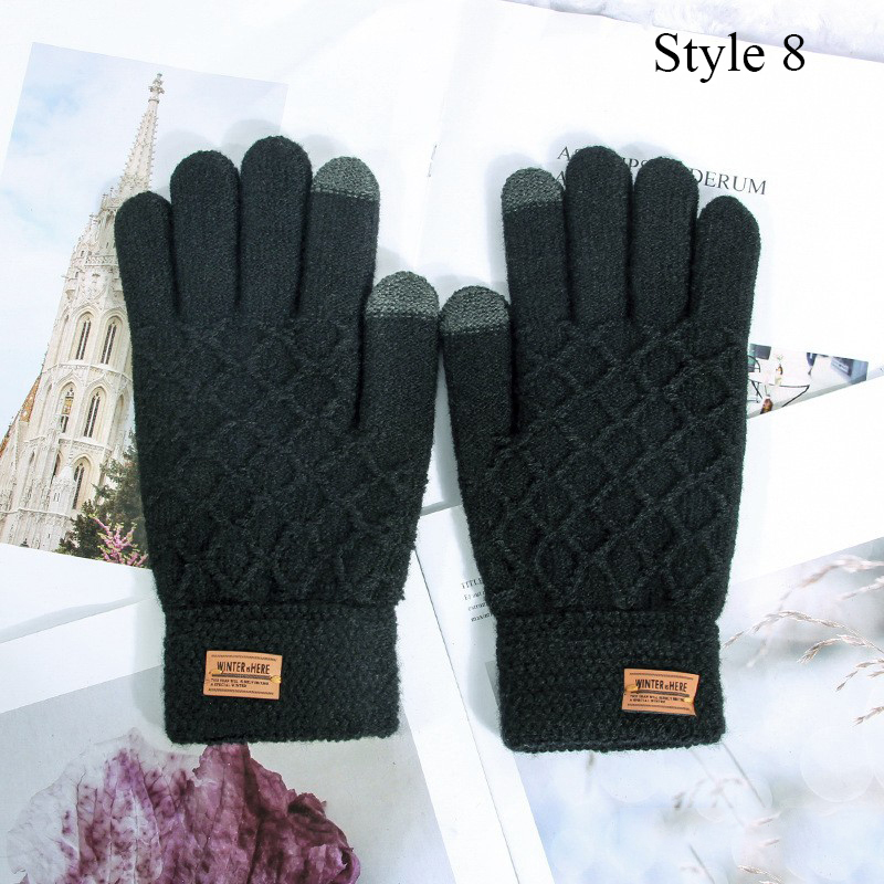 Men's Touch Screen Gloves Warm Acrylic Polyester Knitted for Driving Skating Win - Picture 30 of 30