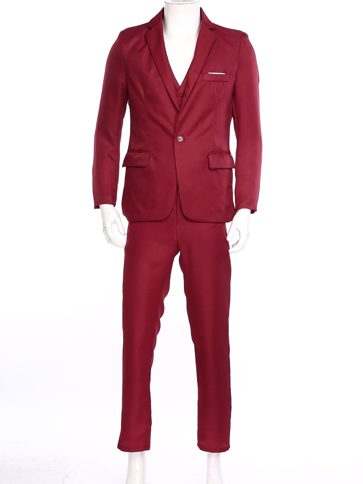 Hombres 3 Piezas Traje Blazer Calce Ajustado Esmoquin con Un Botón Chaqueta Chaleco Pantalones Conjunto - Imagen 28 de 30