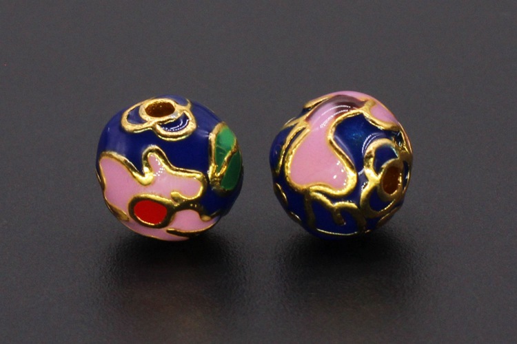 10XCloisonn É Drip Oil Burnt Blue Enamel Diy Jewelry Xiangyun Round Beads - Picture 7 of 18