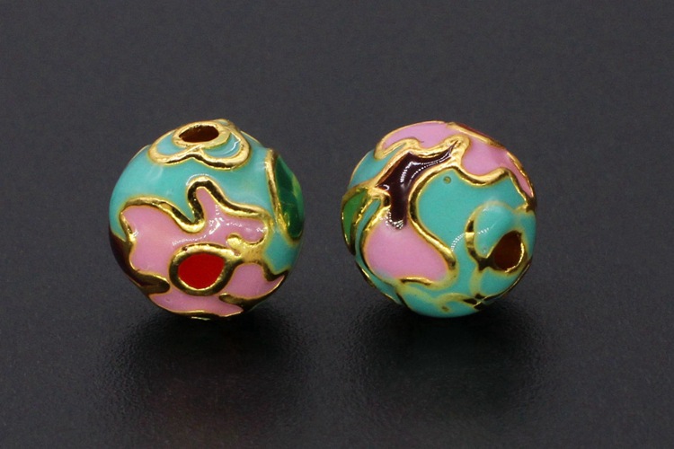 10XCloisonn É Drip Oil Burnt Blue Enamel Diy Jewelry Xiangyun Round Beads - Picture 9 of 18