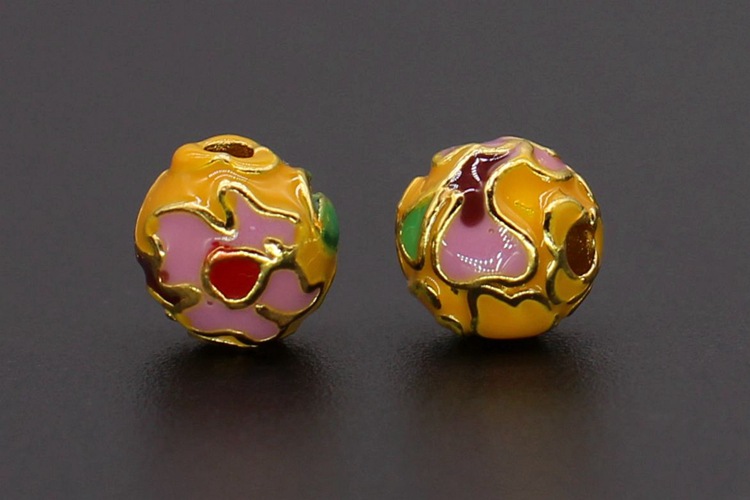 10XCloisonn É Drip Oil Burnt Blue Enamel Diy Jewelry Xiangyun Round Beads - Picture 10 of 18