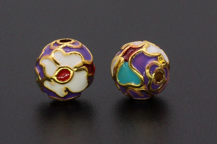 10XCloisonn É Drip Oil Burnt Blue Enamel Diy Jewelry Xiangyun Round Beads - Picture 17 of 18