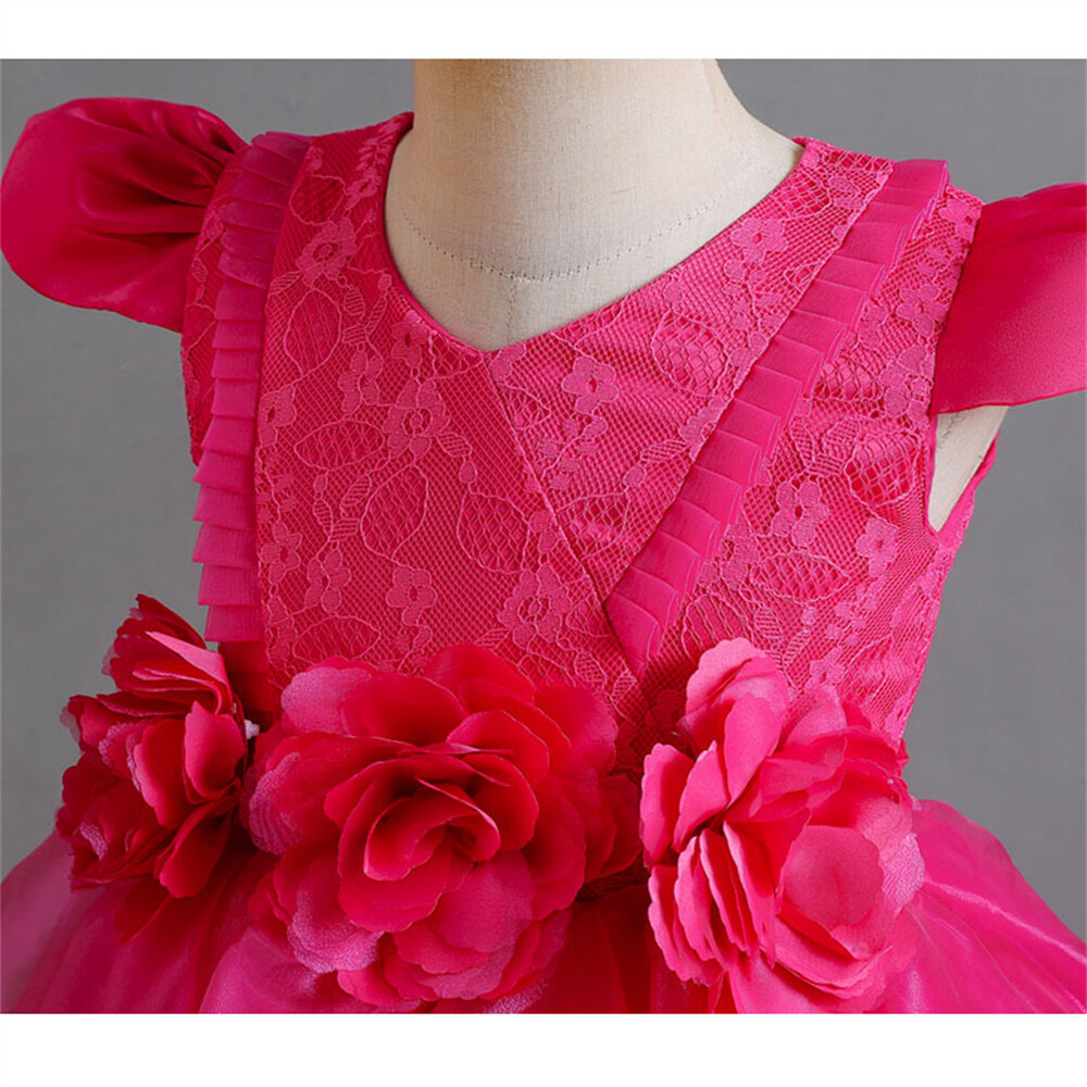 Vestido de Dama de honor con flores para niñas Niños Fiesta Navidad Vestidos Princesa Vestido de baile - Imagen 28 de 49