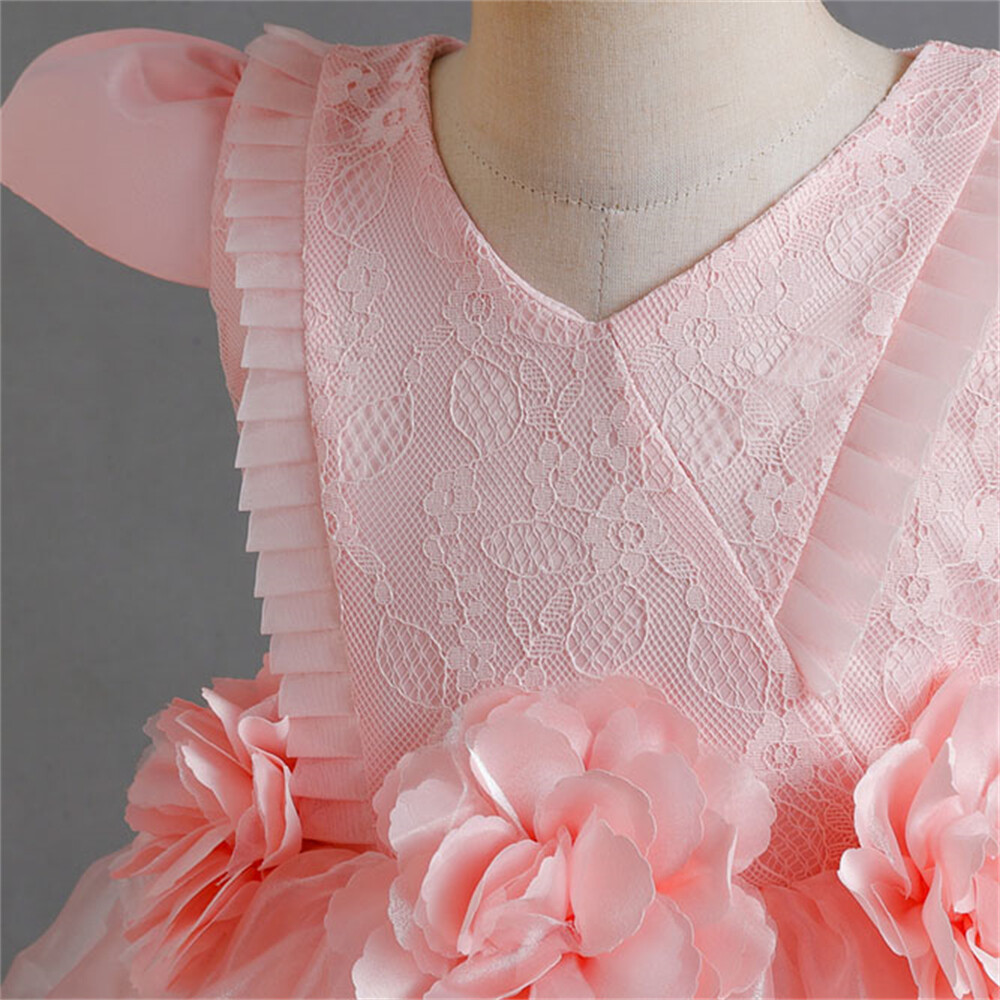 Vestido de Dama de honor con flores para niñas Niños Fiesta Navidad Vestidos Princesa Vestido de baile - Imagen 43 de 49