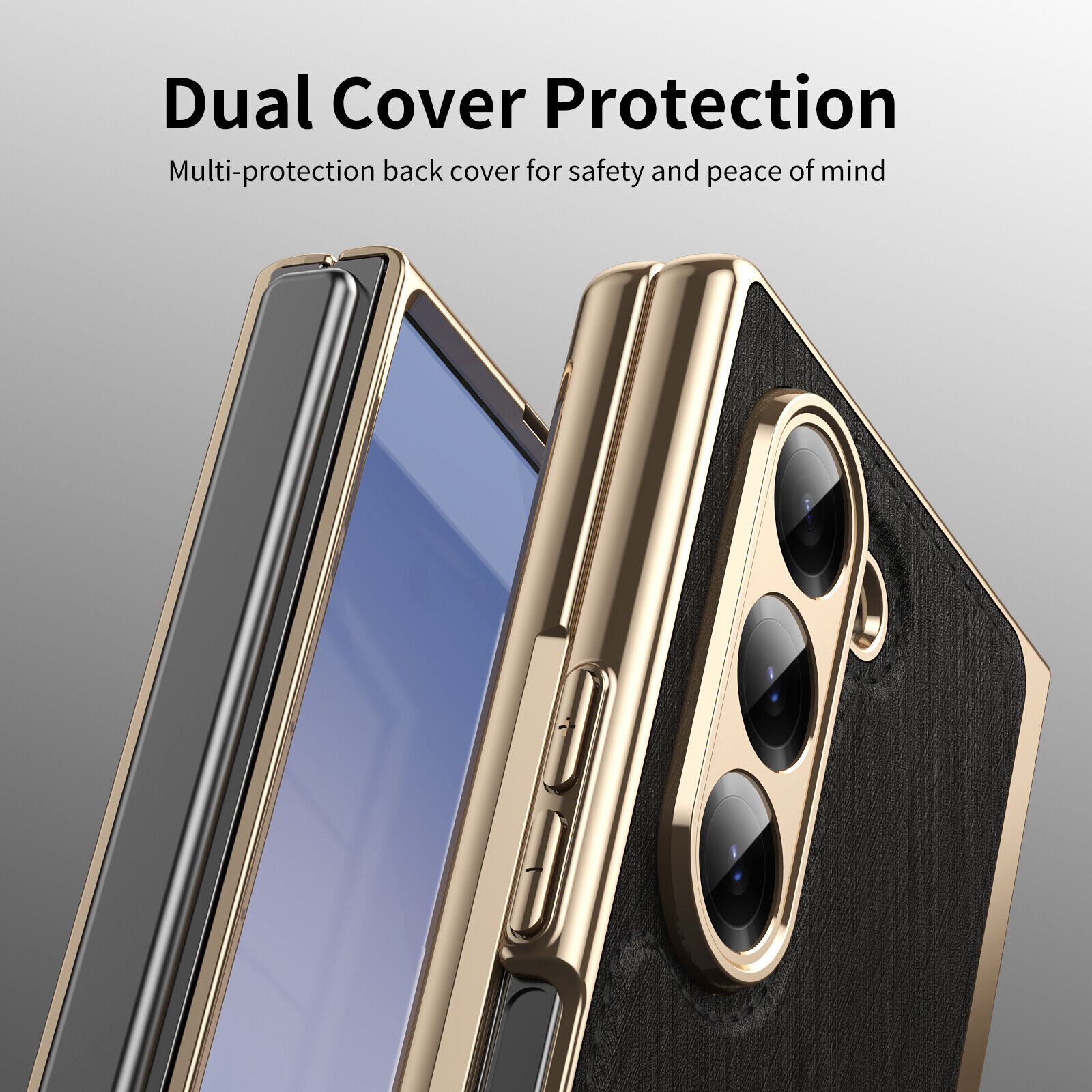 Funda híbrida con pantalla de cuero chapada a prueba de golpes plegable 6/5/4/3 para Samsung Galaxy Z - Imagen 9 de 30