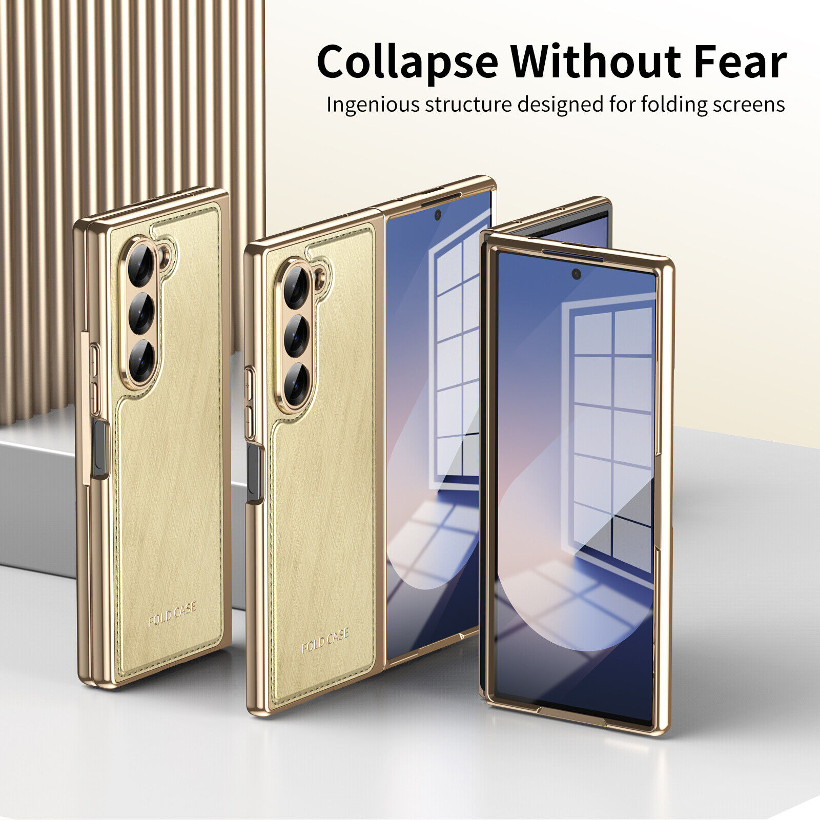 Funda híbrida con pantalla de cuero chapada a prueba de golpes plegable 6/5/4/3 para Samsung Galaxy Z - Imagen 17 de 30