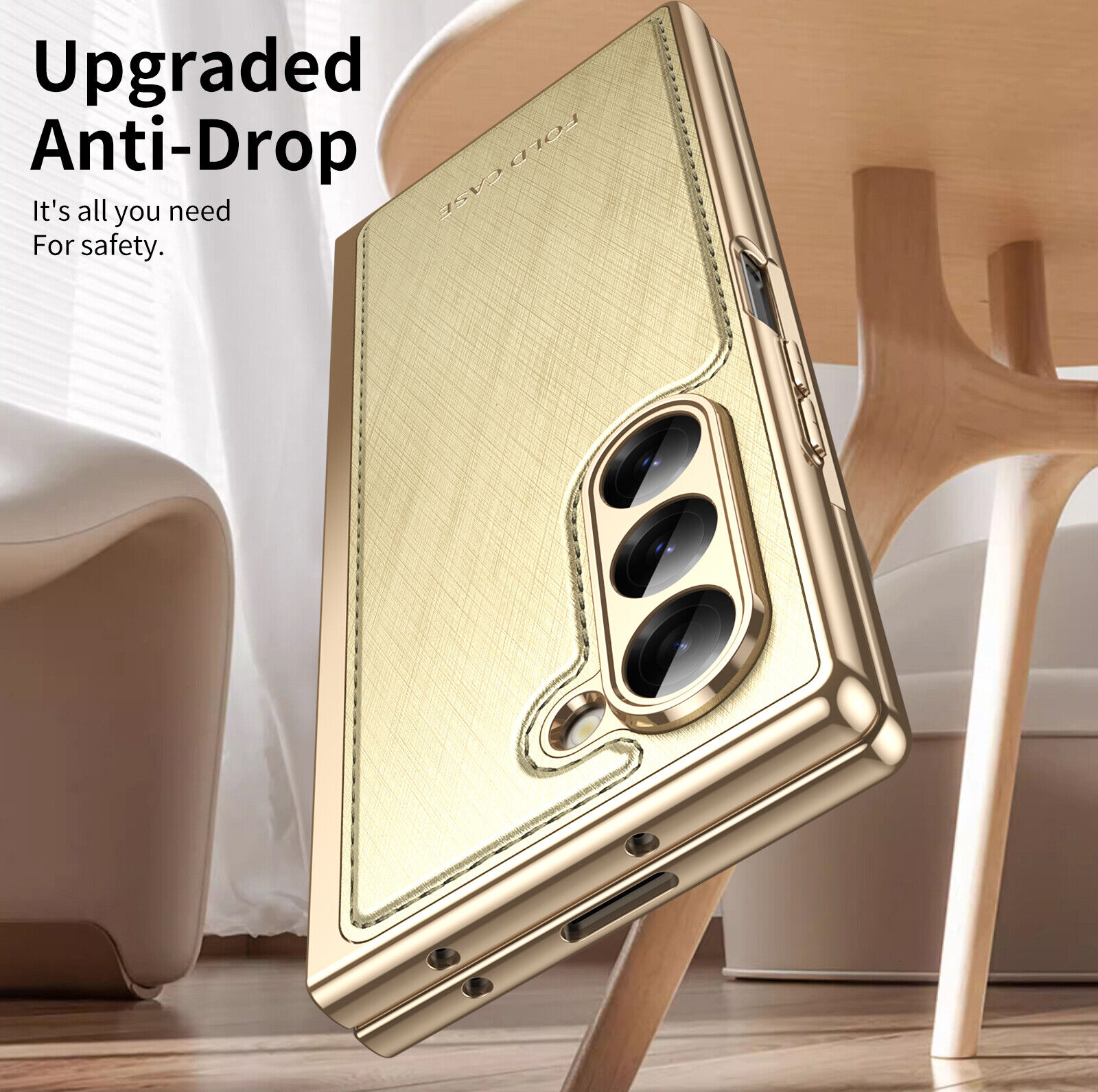 Funda híbrida con pantalla de cuero chapada a prueba de golpes plegable 6/5/4/3 para Samsung Galaxy Z - Imagen 23 de 30