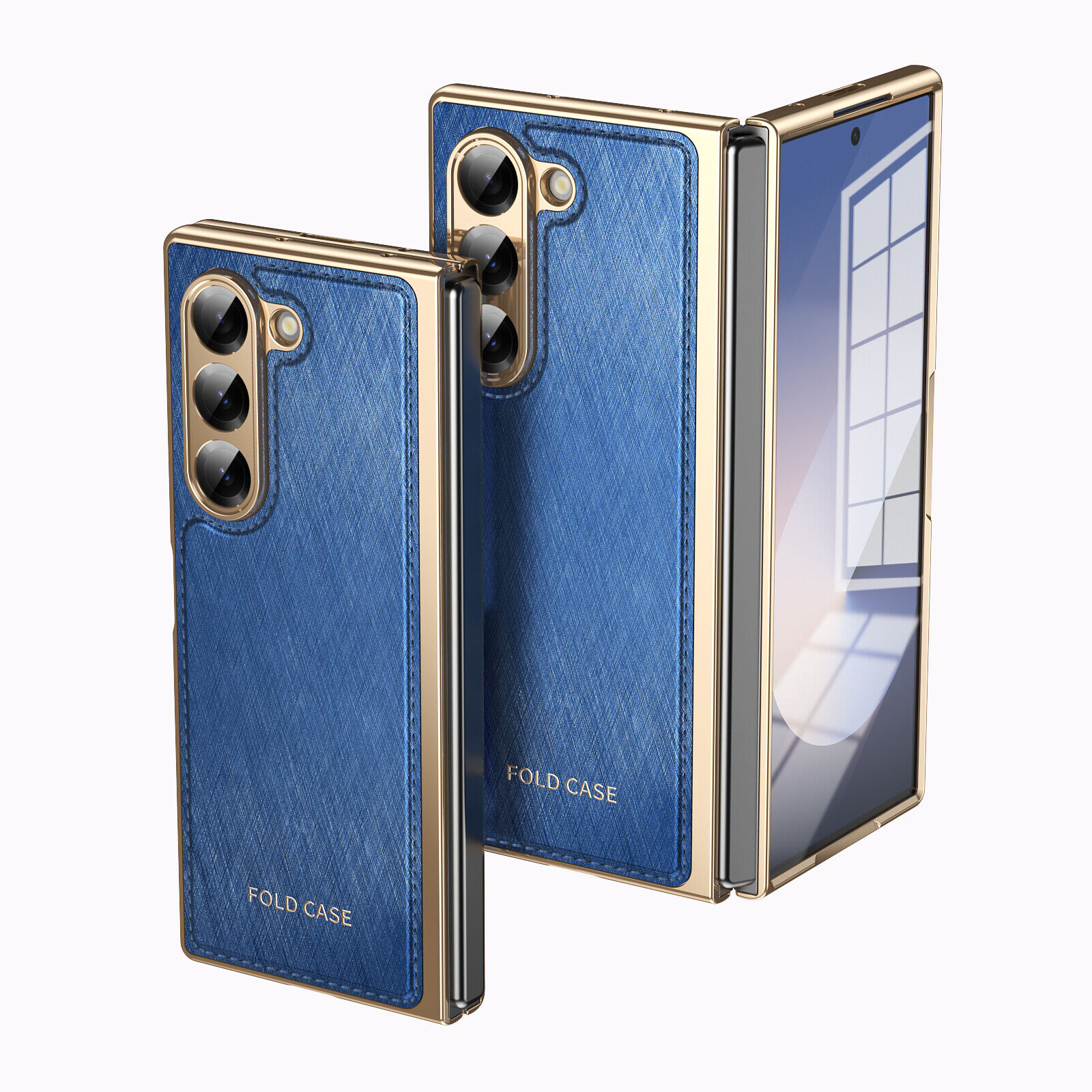 Funda híbrida con pantalla de cuero chapada a prueba de golpes plegable 6/5/4/3 para Samsung Galaxy Z - Imagen 25 de 30