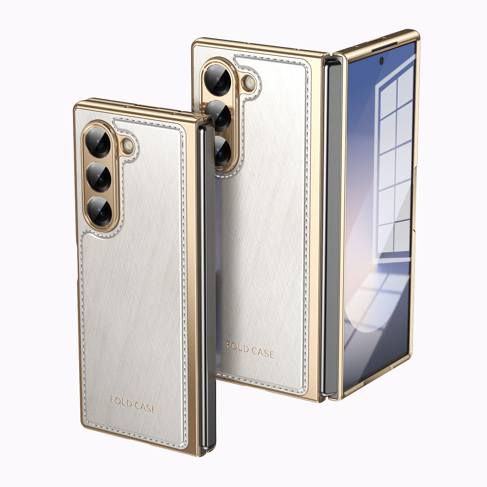 Funda híbrida con pantalla de cuero chapada a prueba de golpes plegable 6/5/4/3 para Samsung Galaxy Z - Imagen 26 de 30