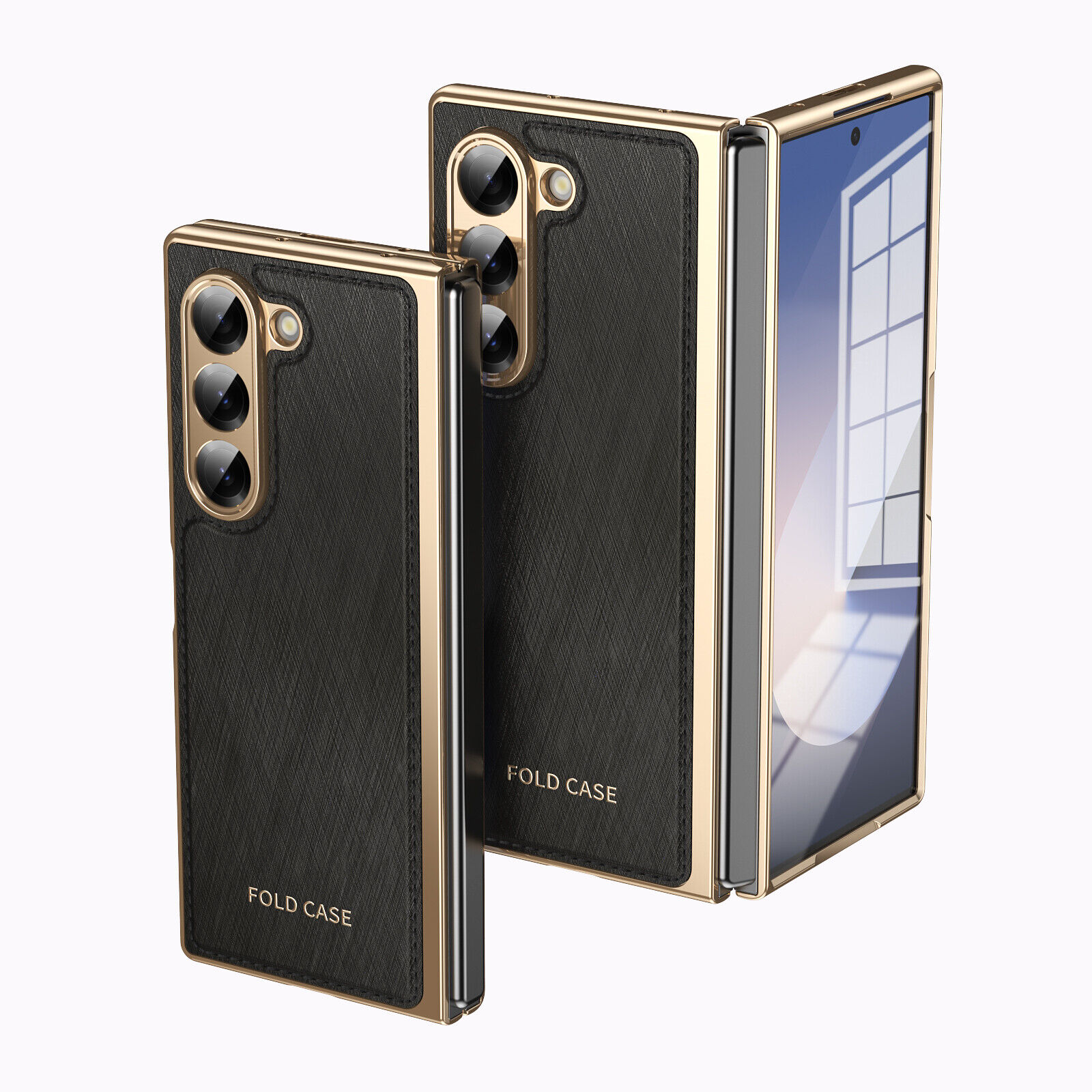 Funda híbrida con pantalla de cuero chapada a prueba de golpes plegable 6/5/4/3 para Samsung Galaxy Z - Imagen 27 de 30