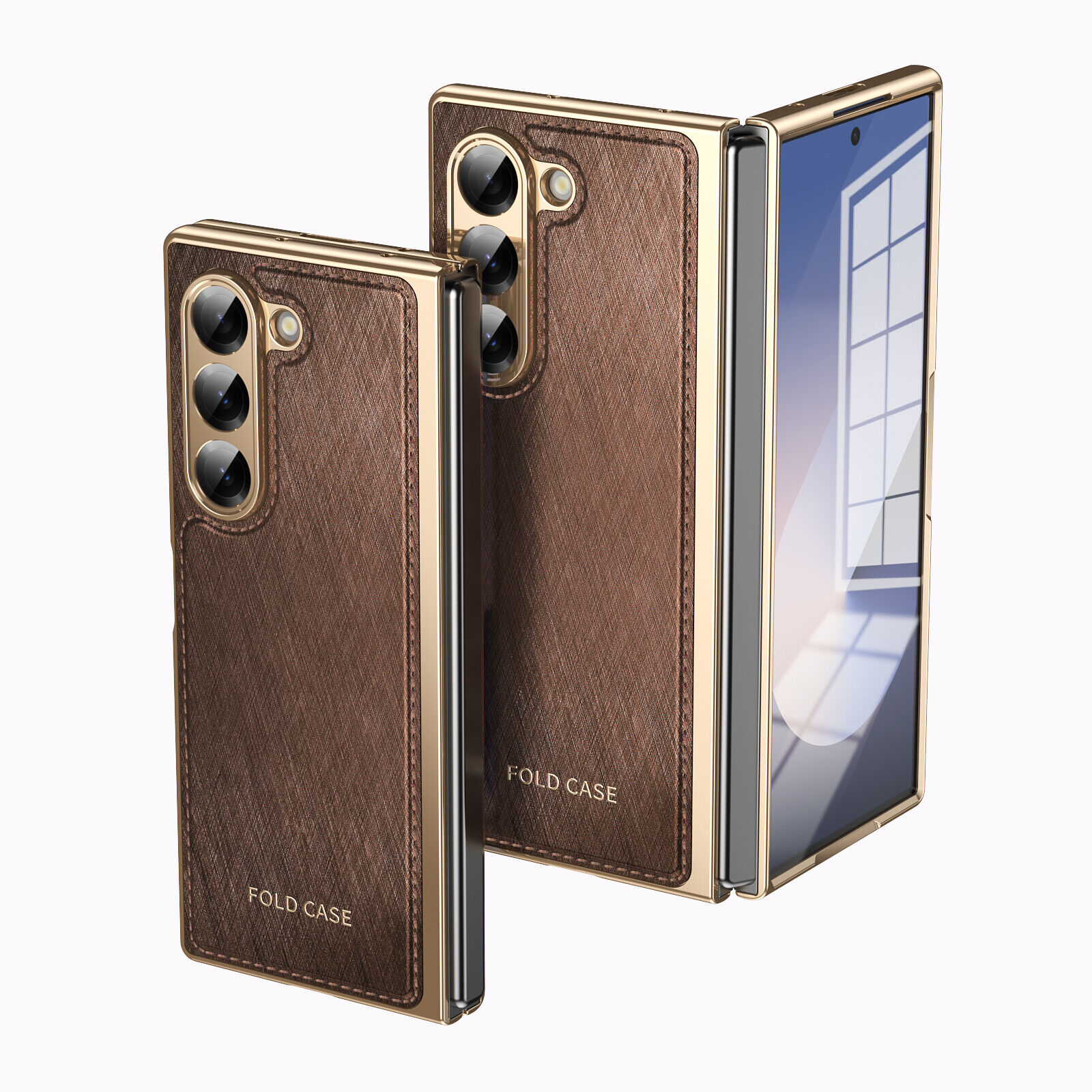 Funda híbrida con pantalla de cuero chapada a prueba de golpes plegable 6/5/4/3 para Samsung Galaxy Z - Imagen 29 de 30