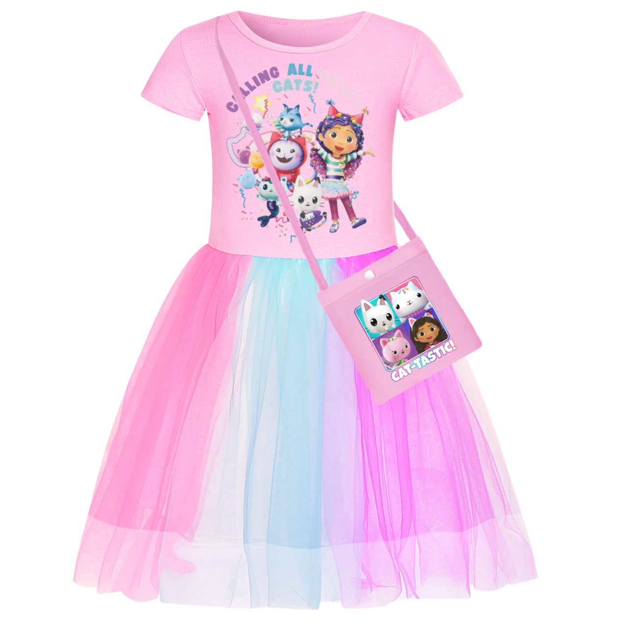 Kids Girls GABBY'S DOLLHOUSE Dress T-shirt Top Skirt Birthday Party Fancy Dress - Picture 6 of 15