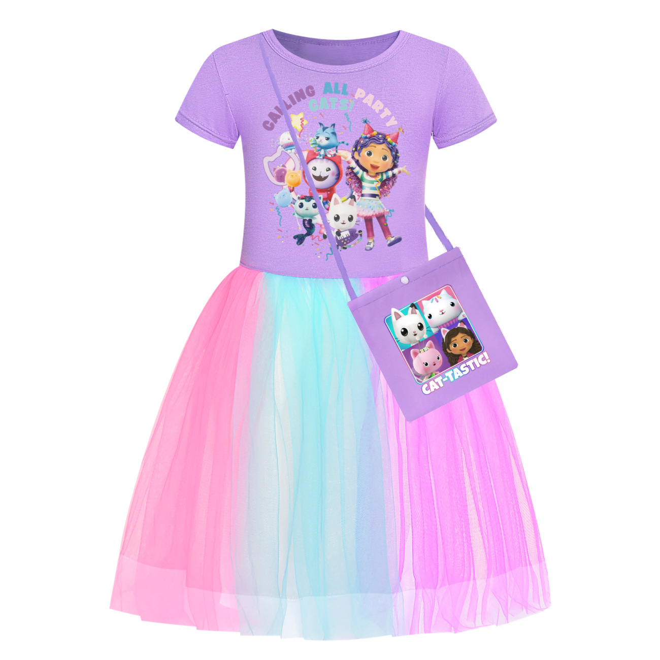 Kids Girls GABBY'S DOLLHOUSE Dress T-shirt Top Skirt Birthday Party Fancy Dress - Picture 7 of 15