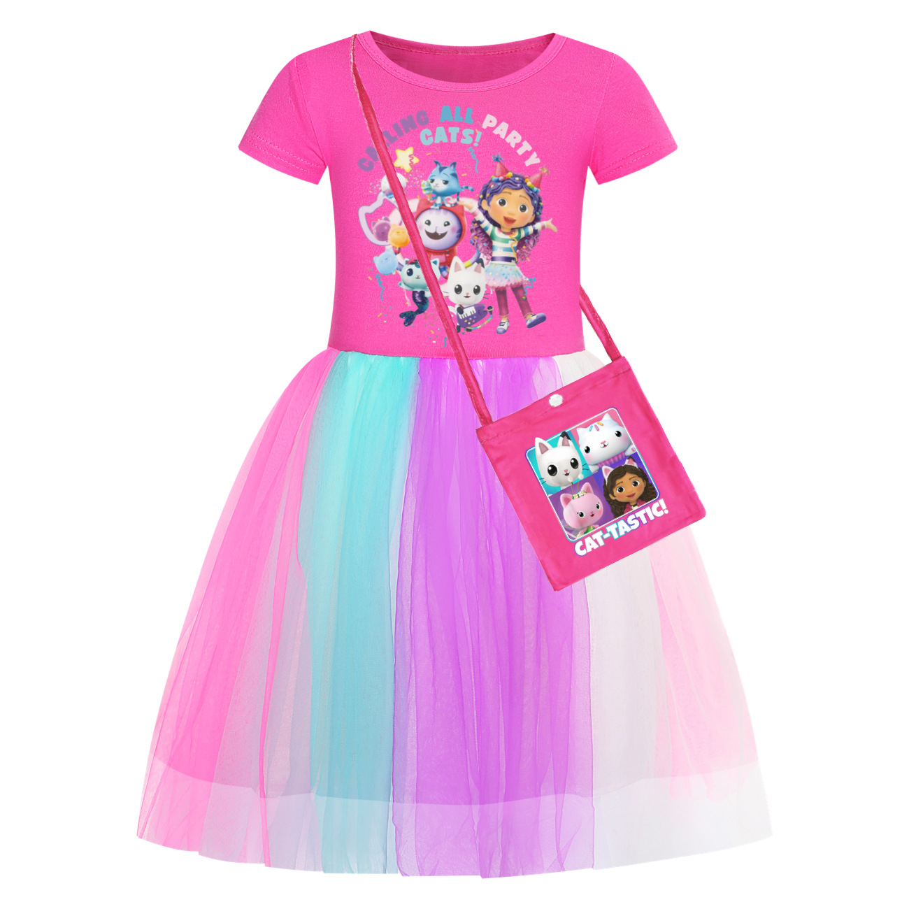 Kids Girls GABBY'S DOLLHOUSE Dress T-shirt Top Skirt Birthday Party Fancy Dress - Picture 8 of 15