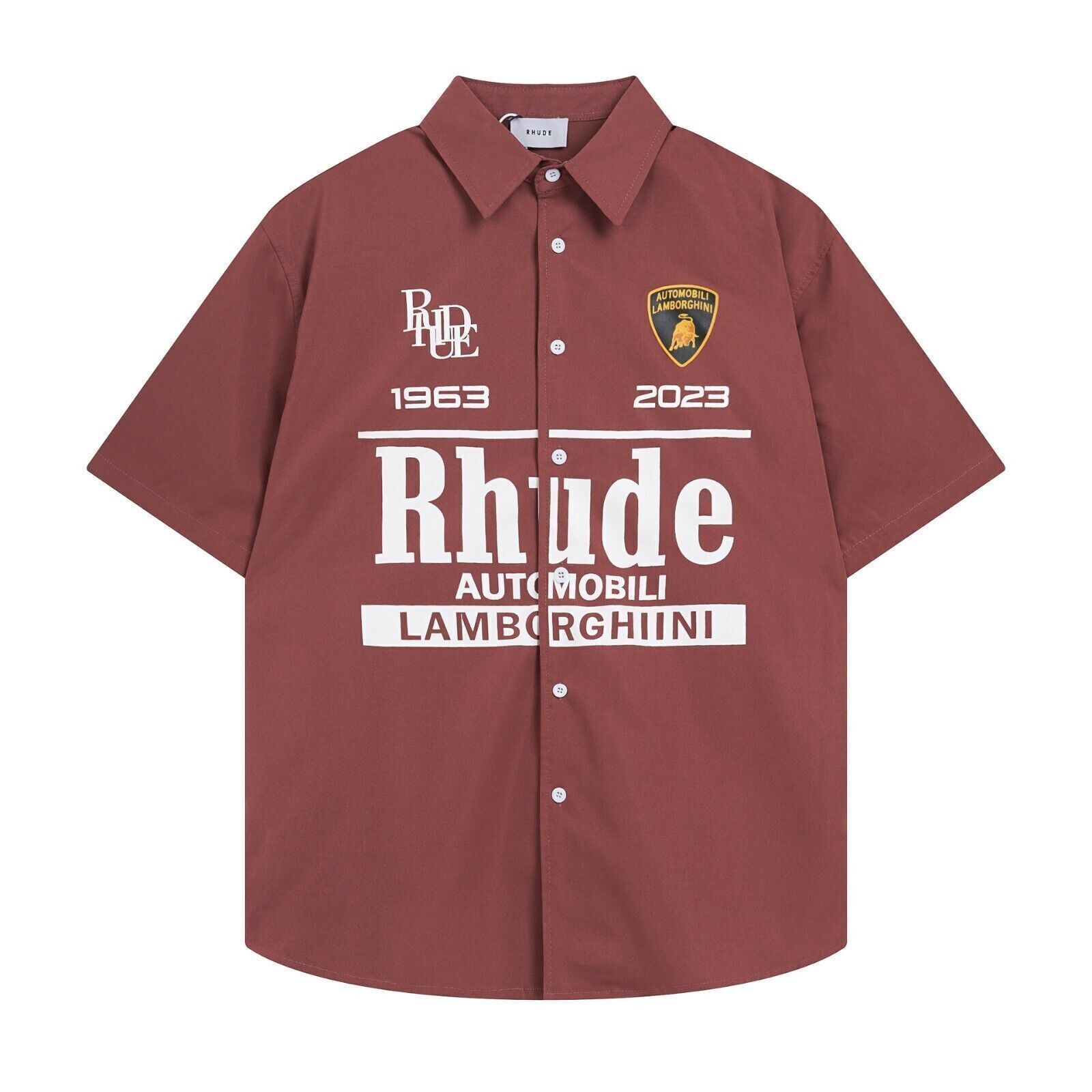 NEW Men Women RHUDE High Quality Leisure Cotton Short Sleeve Lapel Shirt SZ:S-XL
