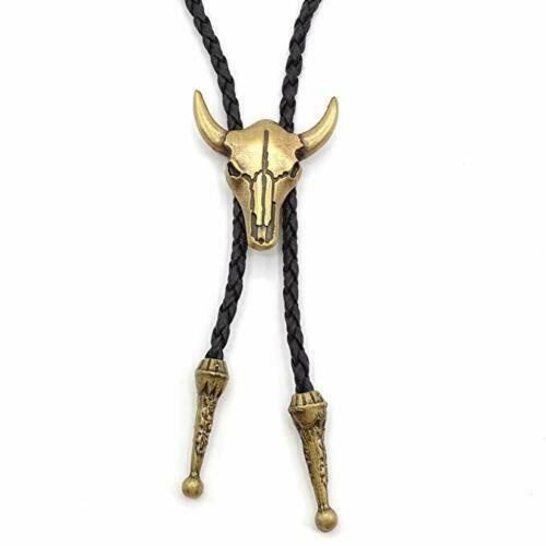 Western Cowboy Bolo Tie Bull Bronze Silver Rodeo Dance Necktie Bootlace Ties UK - Picture 12 of 13