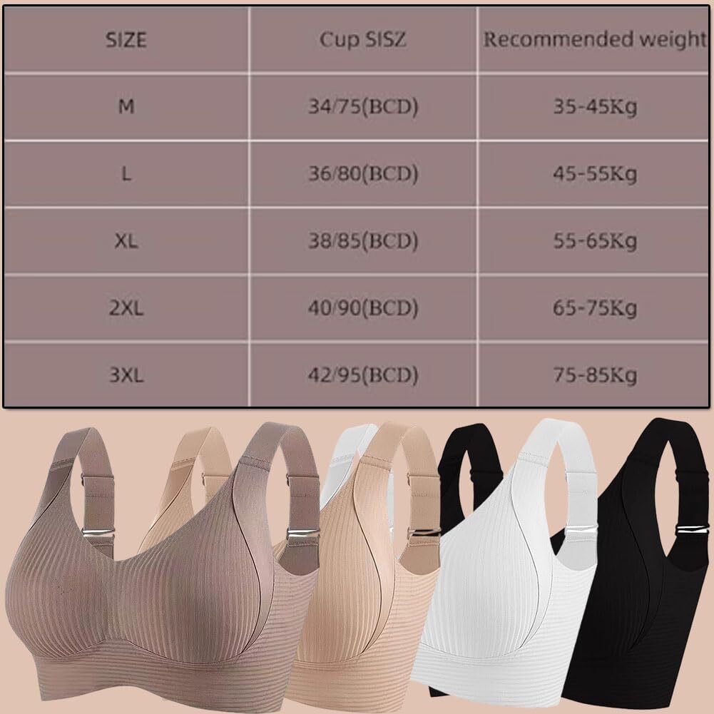 Presencte Ribbed Bra Women's Push up Adjustable Wireless Non-Marking Bras Girl - Picture 17 of 39