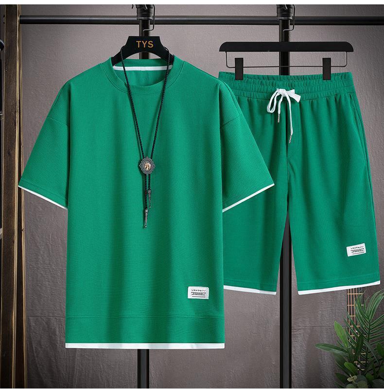 Short Sets 2 Piece Men's Outfits Summer Tracksuits Casual Shirt and Shorts Set - Picture 23 of 25