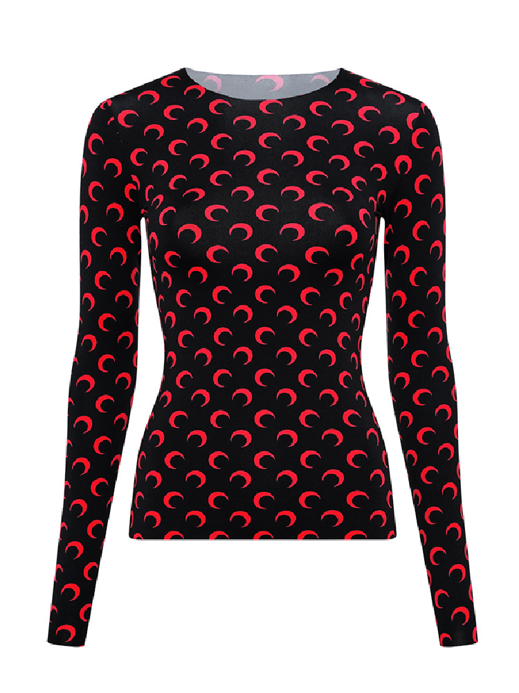Dama Seda Hielo Manga Larga Interior Bajo Cuello Redondo Camiseta Top Luna Bottoming Shirt - Imagen 21 de 25
