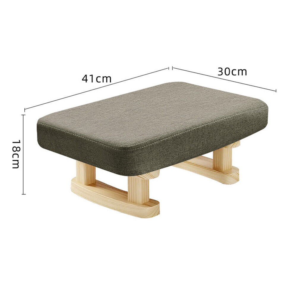 Wood Legs Small Footstool Chair Stool Rectangle Footrest Padded Rest Seat Pouffe