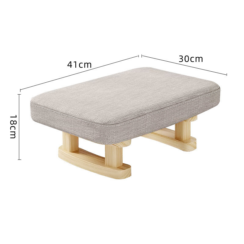 Wood Legs Small Footstool Chair Stool Rectangle Footrest Padded Rest Seat Pouffe