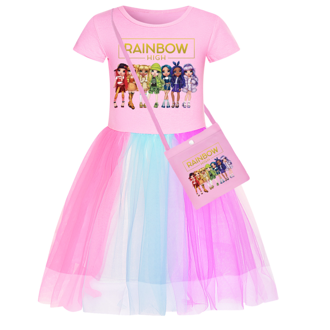 New girl rainbow high-end clothing rainbow dress bag party princess dress gift - Picture 6 of 15