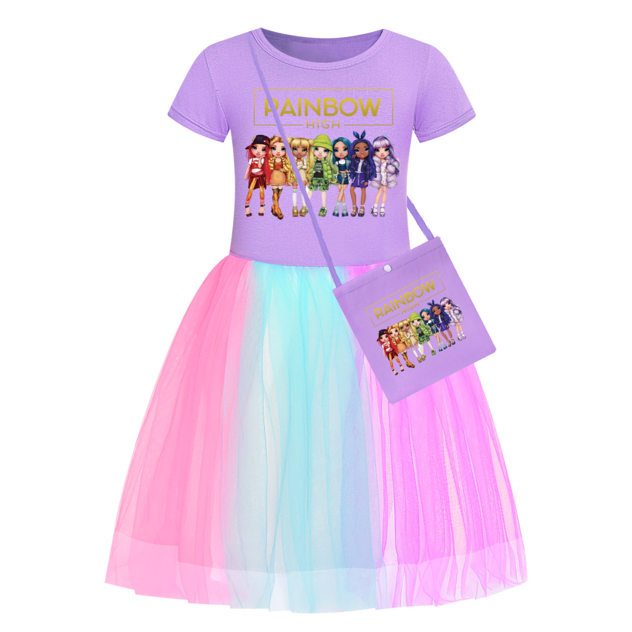 New girl rainbow high-end clothing rainbow dress bag party princess dress gift - Picture 7 of 15