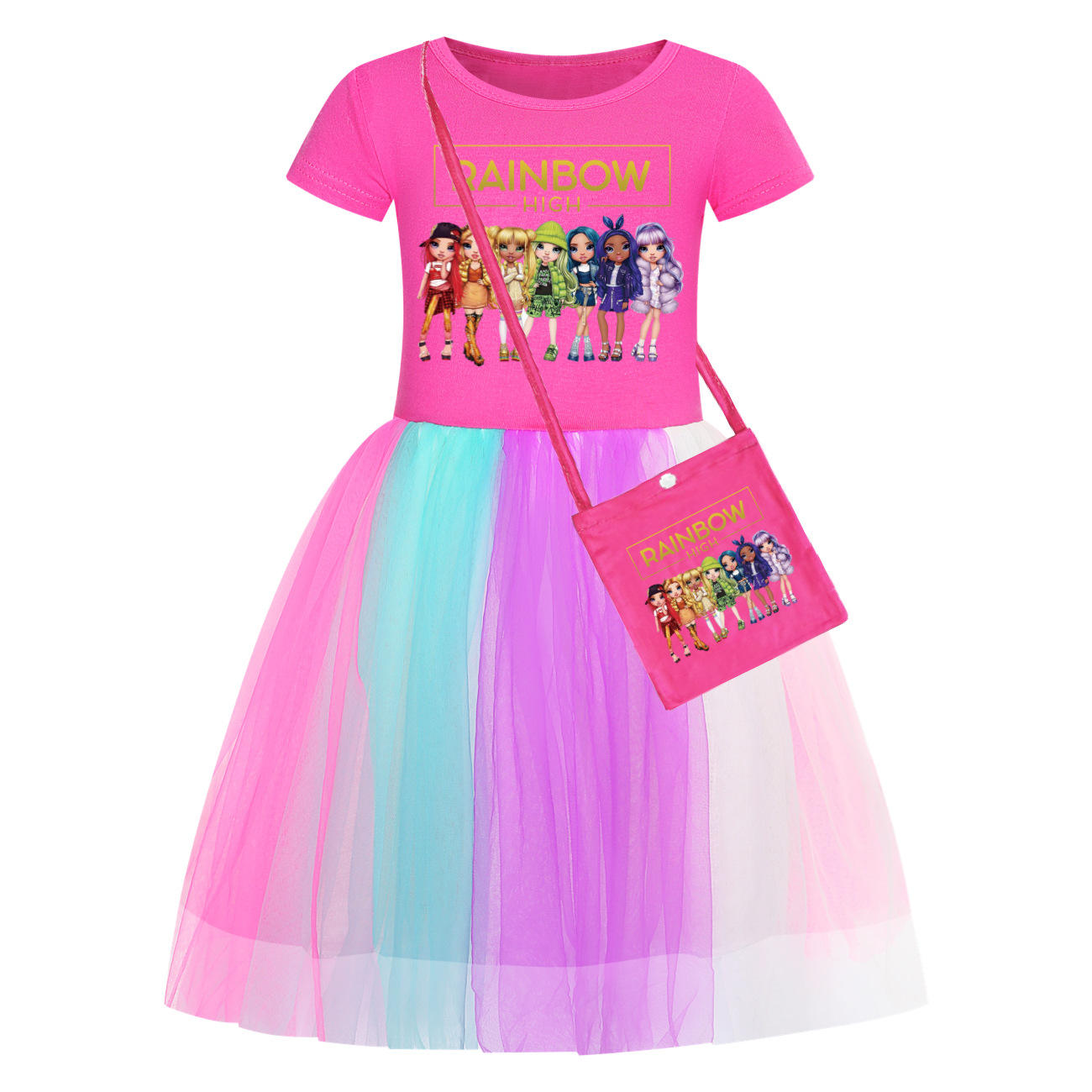 New girl rainbow high-end clothing rainbow dress bag party princess dress gift - Picture 8 of 15