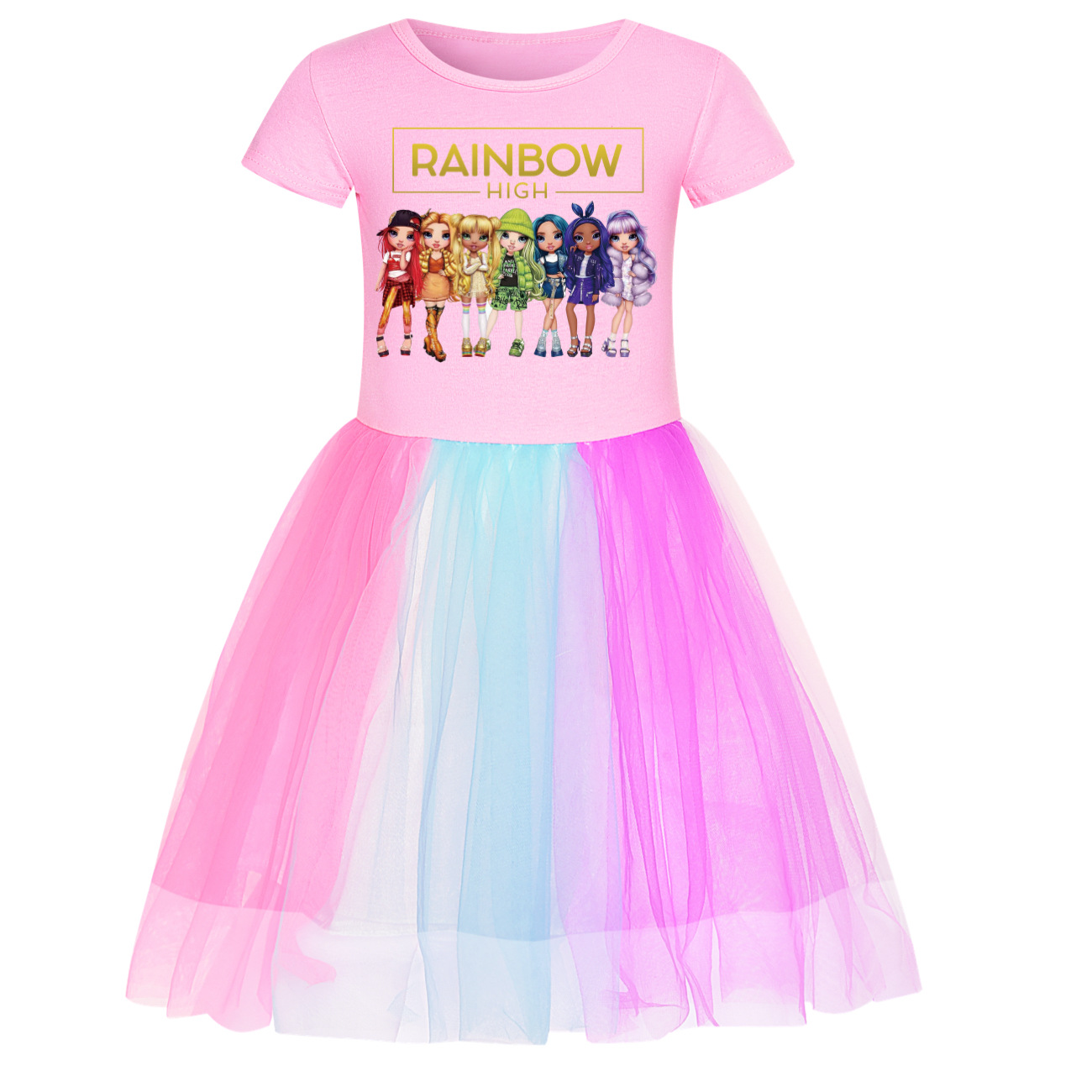New girl rainbow high-end clothing rainbow dress bag party princess dress gift - Picture 12 of 15