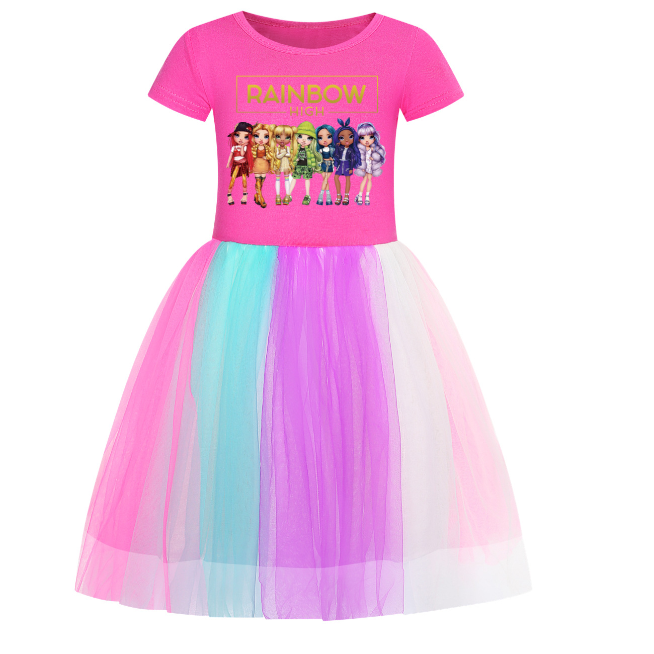 New girl rainbow high-end clothing rainbow dress bag party princess dress gift - Picture 14 of 15