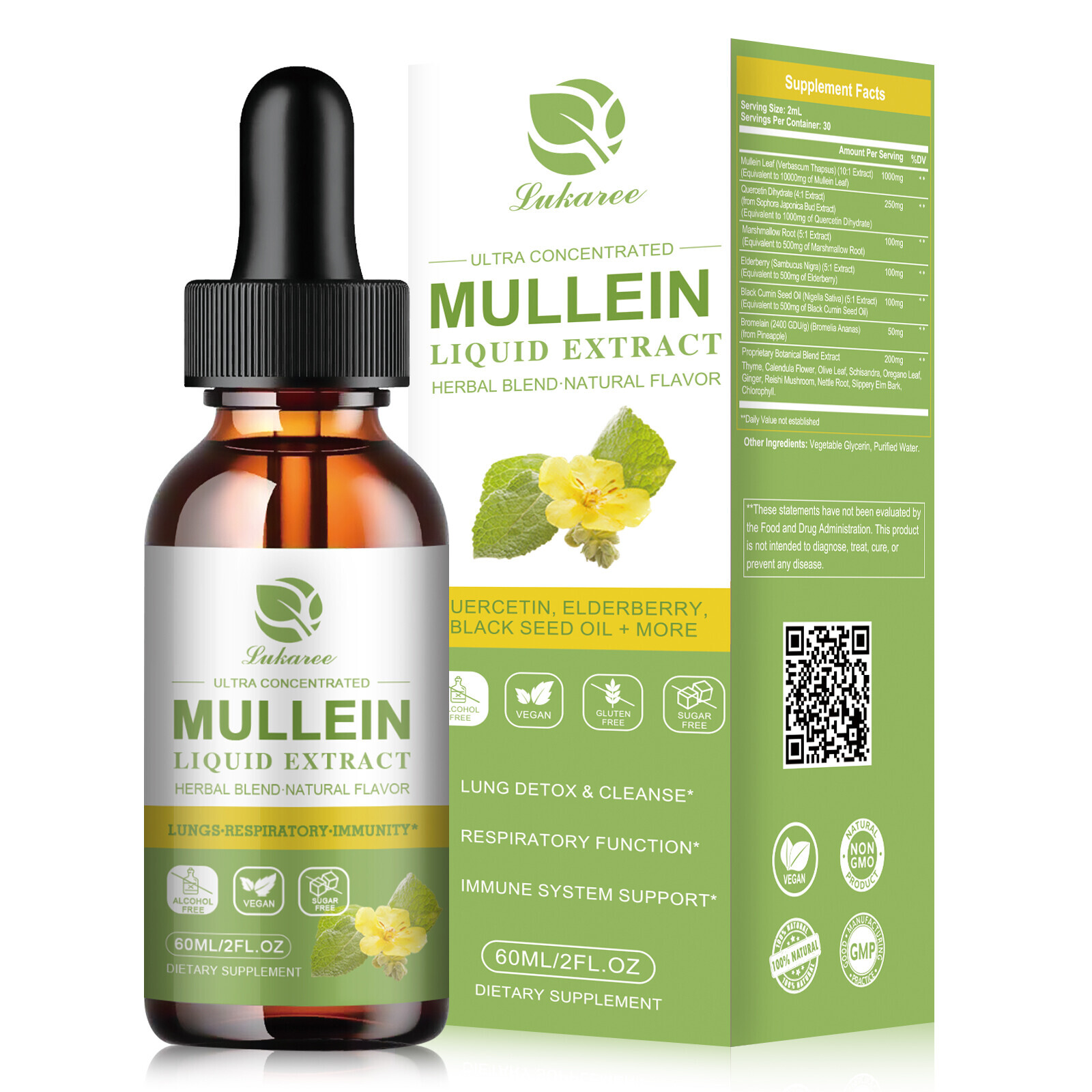 Mullein Leaf Extract Drops 60ml Lung Cleanse Respiratory Herbal Drop Health Care - Picture 10 of 13