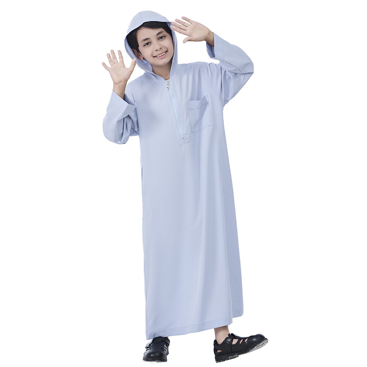 Dubai Kids Boys Long Robes Abaya Muslim Kaftan Dishdash Daffah Jubba Thobe Arab - Picture 26 of 28