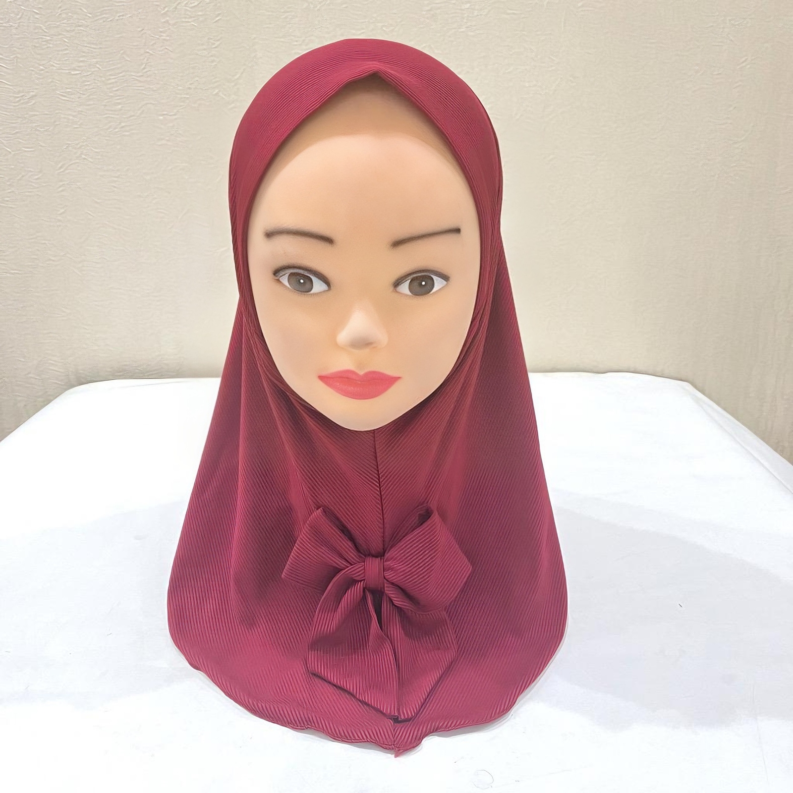 2-6 Years Old Eid Girl Hijabs Cap Muslim Bowknot Scarf Islam Pray Hijabs Hat - Picture 23 of 35