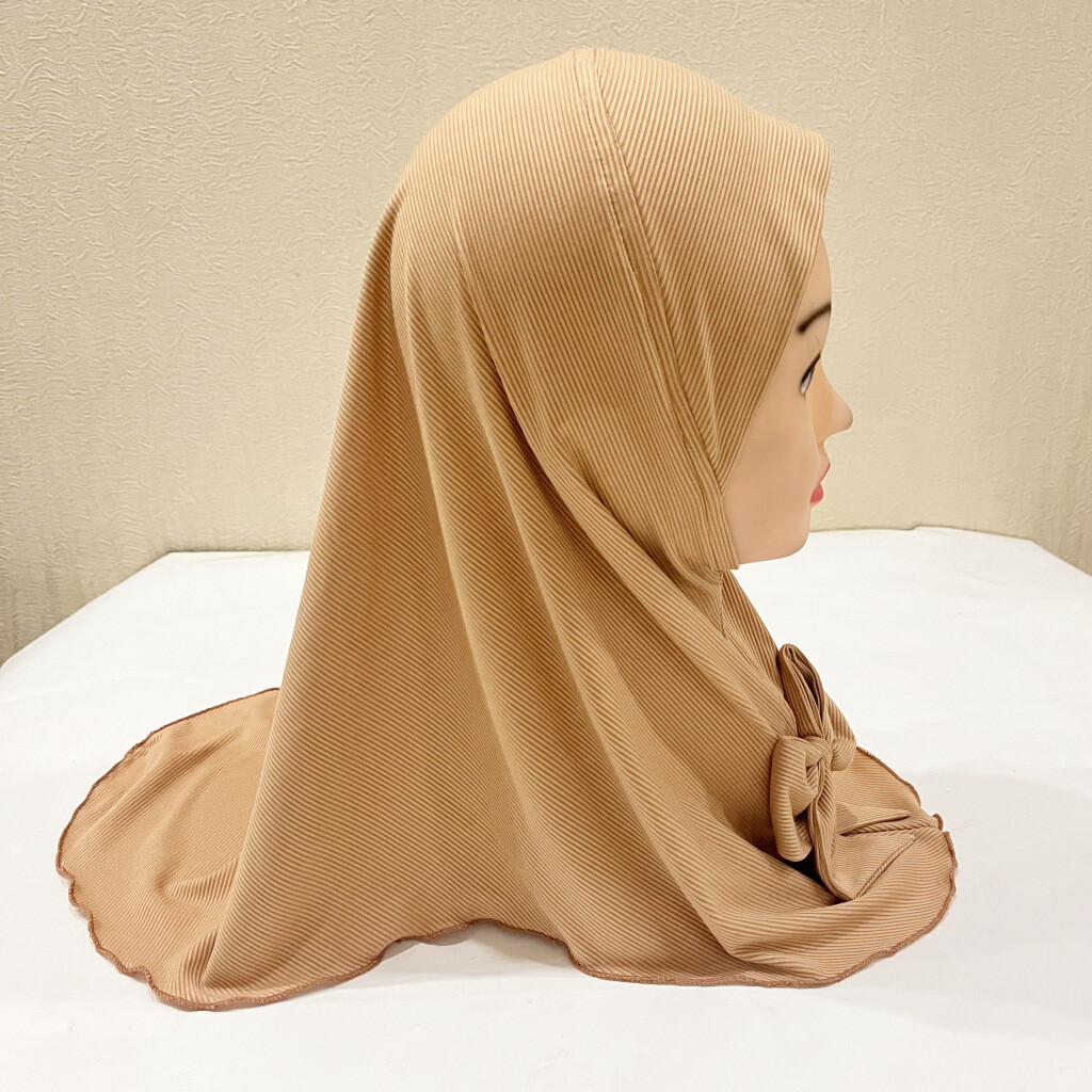 2-6 Years Old Eid Girl Hijabs Cap Muslim Bowknot Scarf Islam Pray Hijabs Hat - Picture 26 of 35