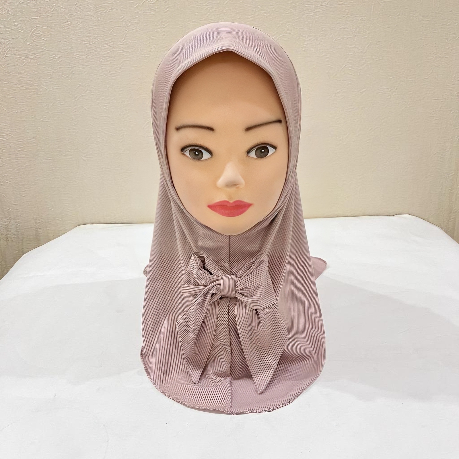 2-6 Years Old Eid Girl Hijabs Cap Muslim Bowknot Scarf Islam Pray Hijabs Hat - Picture 31 of 35