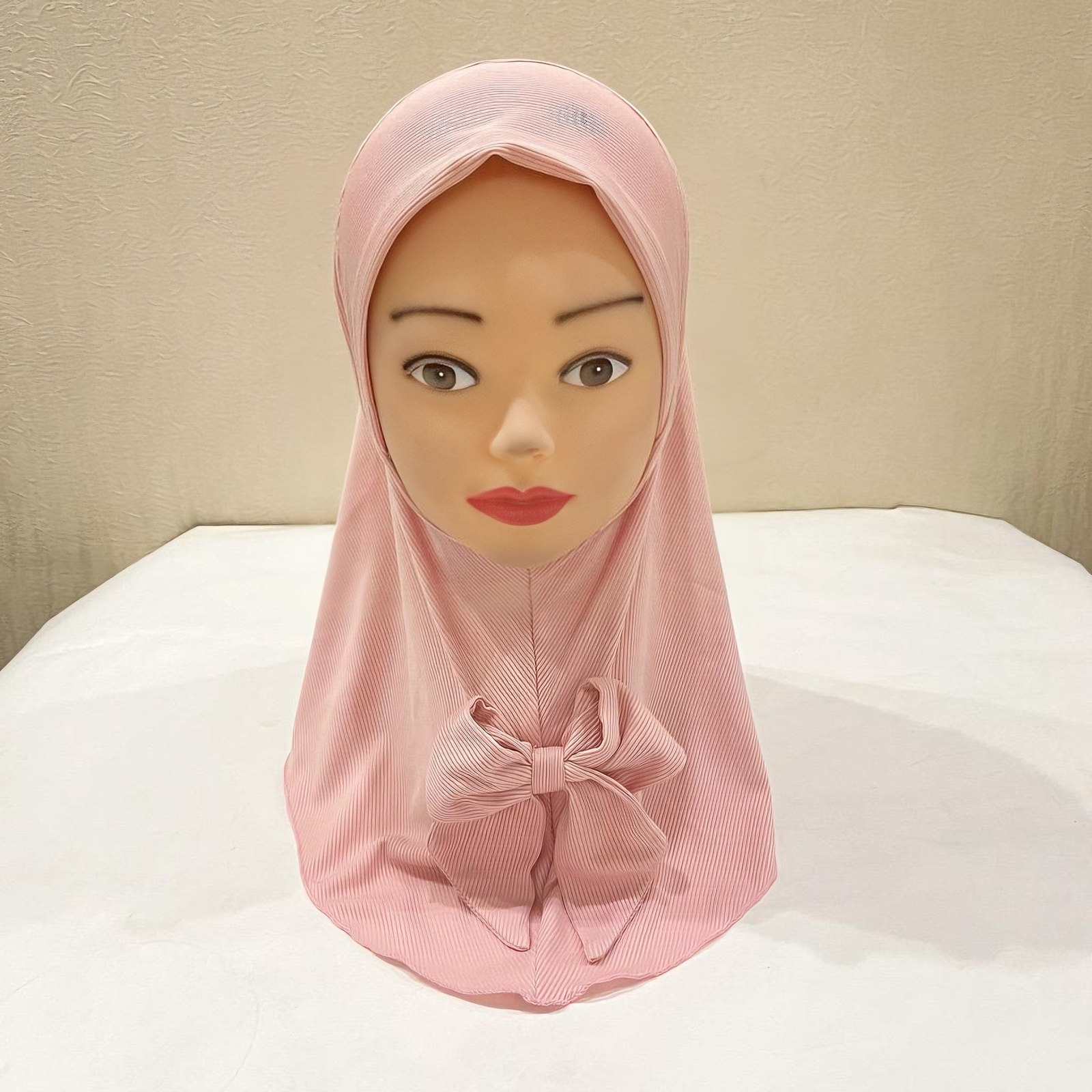 2-6 Years Old Eid Girl Hijabs Cap Muslim Bowknot Scarf Islam Pray Hijabs Hat - Picture 34 of 35