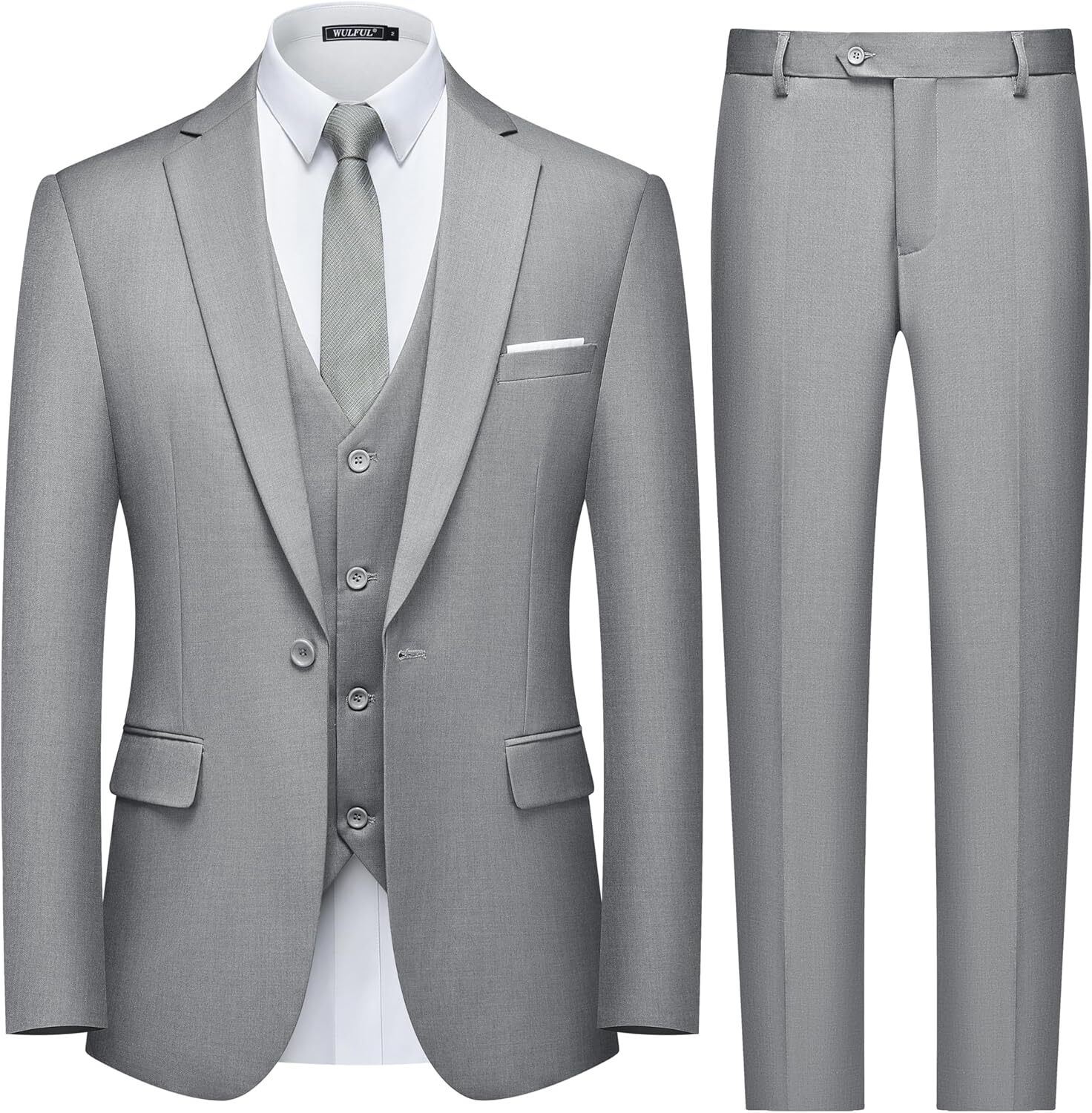 Men's 3 Piece Slim Fit Suit One Button Blazer Vest Pants Set for Business Weddin