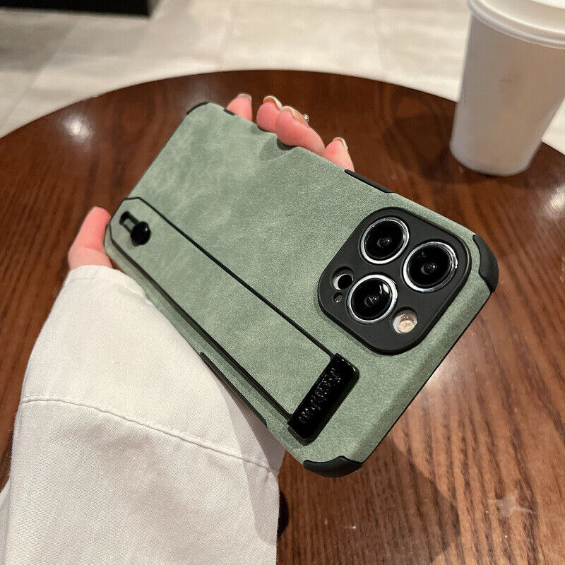 Deluxe Leather Shockproof Wrist Strap Case Cover For iPhone 14 13 12 Pro Max 11 - Picture 25 of 27