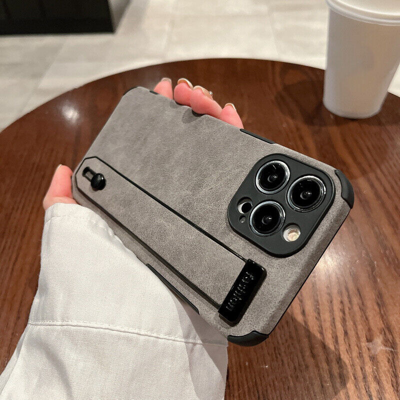 Deluxe Leather Shockproof Wrist Strap Case Cover For iPhone 14 13 12 Pro Max 11 - Picture 26 of 27