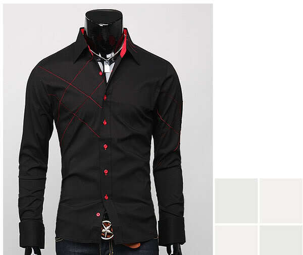 Herren Hemden Langarm Luxus Freizeit Slim Fit Unterhemd Mehrfarbig Hemden - Bild 6 von 6