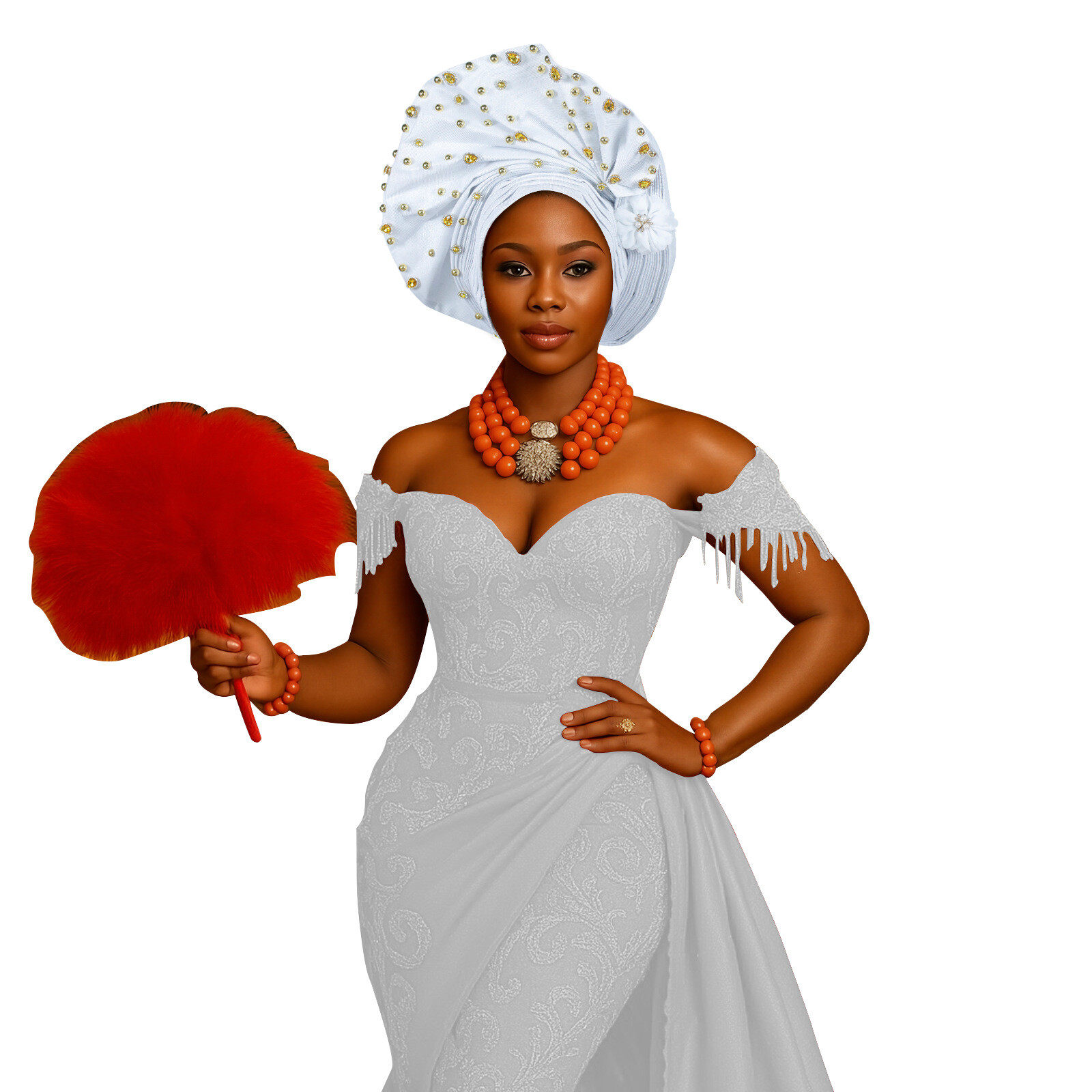 Auto Gele Headtie Nigerian Women African Wedding Party Hat Aso Oke Headwear Arab - Picture 21 of 28
