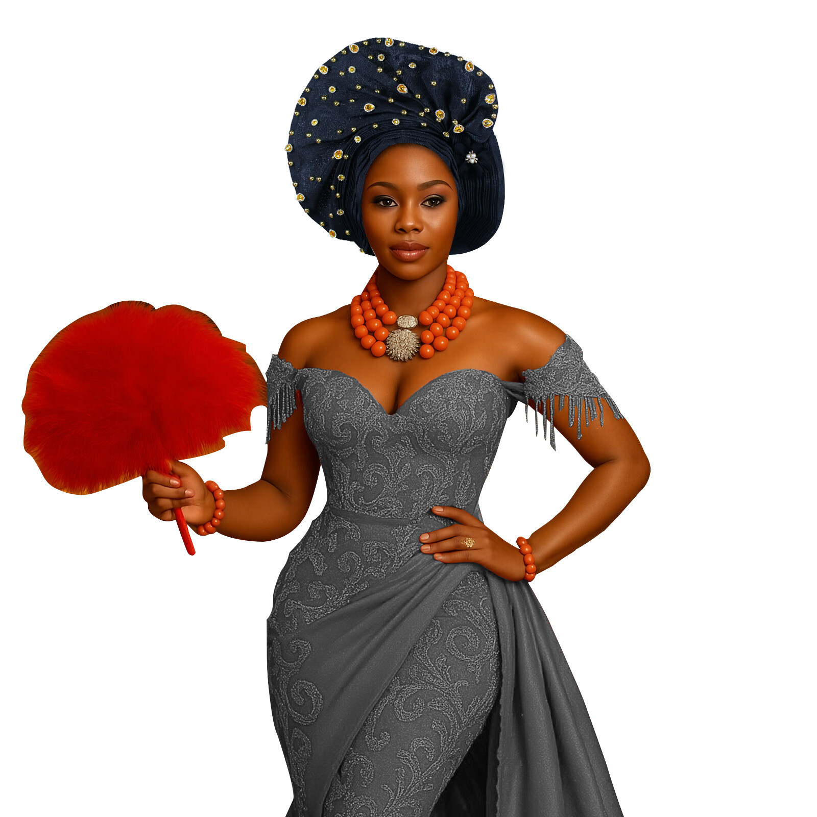 Auto Gele Headtie Nigerian Women African Wedding Party Hat Aso Oke Headwear Arab - Picture 23 of 28