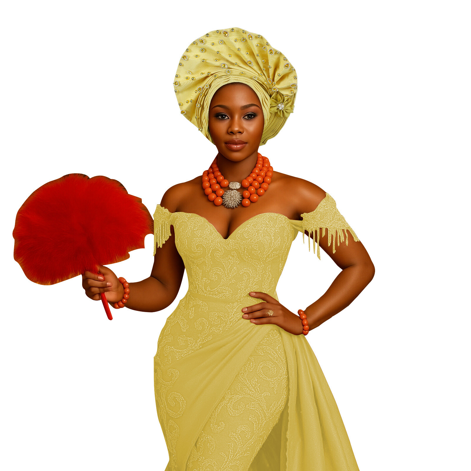 Auto Gele Headtie Nigerian Women African Wedding Party Hat Aso Oke Headwear Arab - Picture 24 of 28