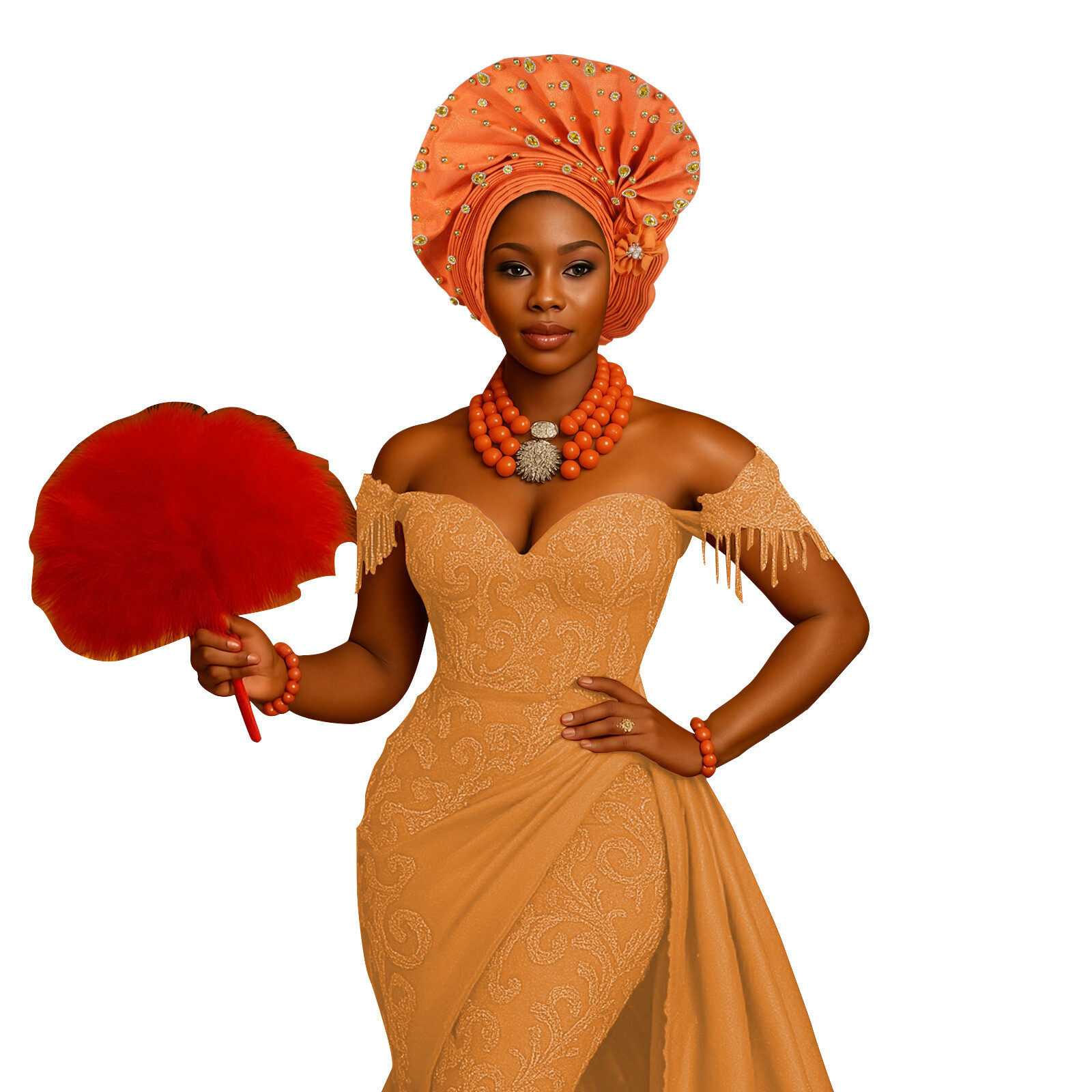 Auto Gele Headtie Nigerian Women African Wedding Party Hat Aso Oke Headwear Arab - Picture 26 of 28