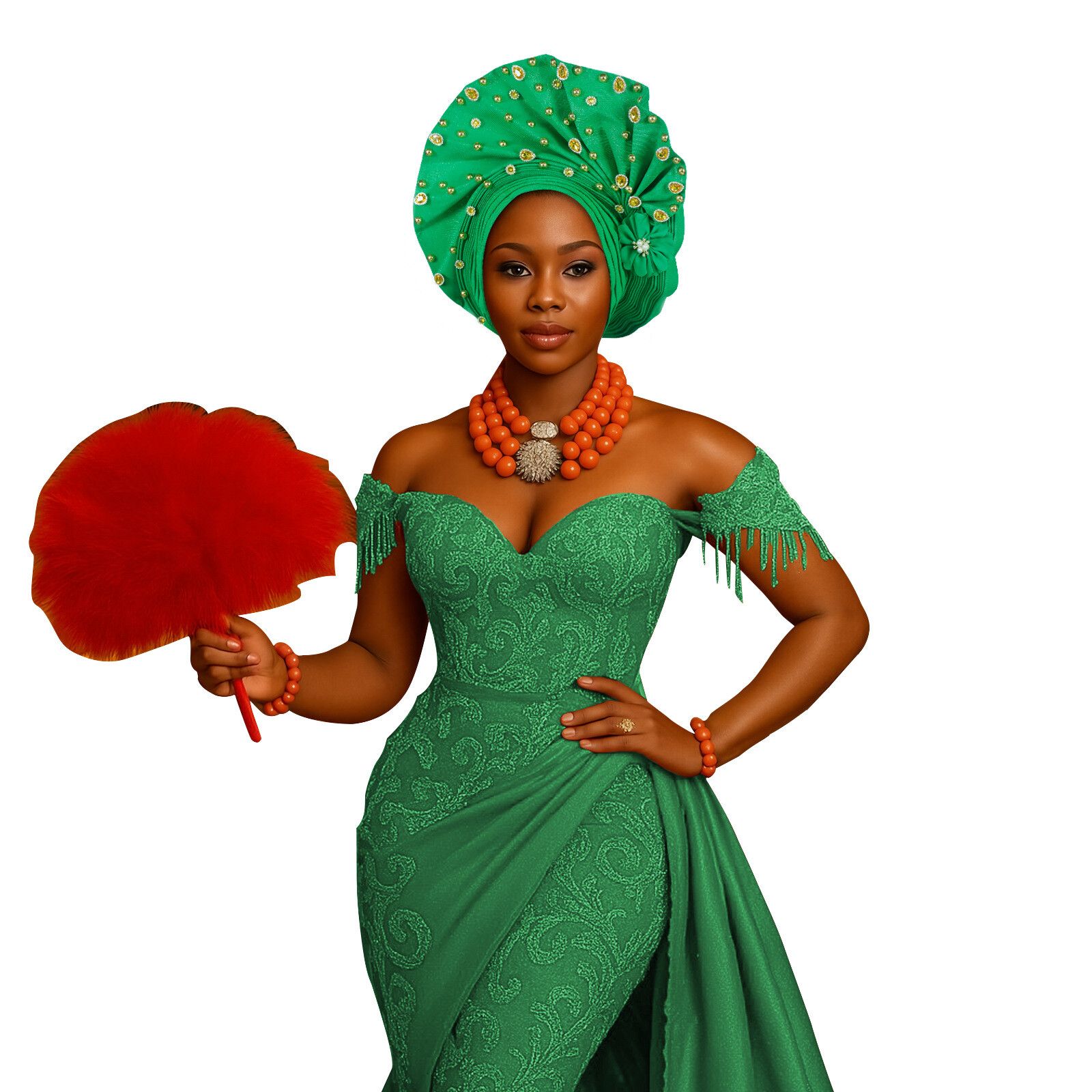 Auto Gele Headtie Nigerian Women African Wedding Party Hat Aso Oke Headwear Arab - Picture 27 of 28