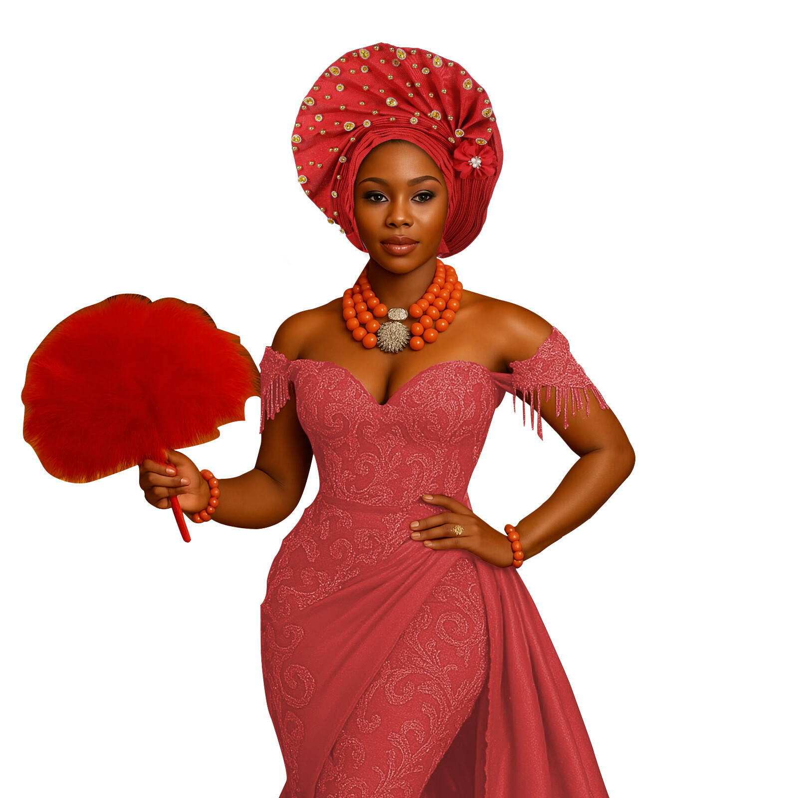 Auto Gele Headtie Nigerian Women African Wedding Party Hat Aso Oke Headwear Arab - Picture 28 of 28