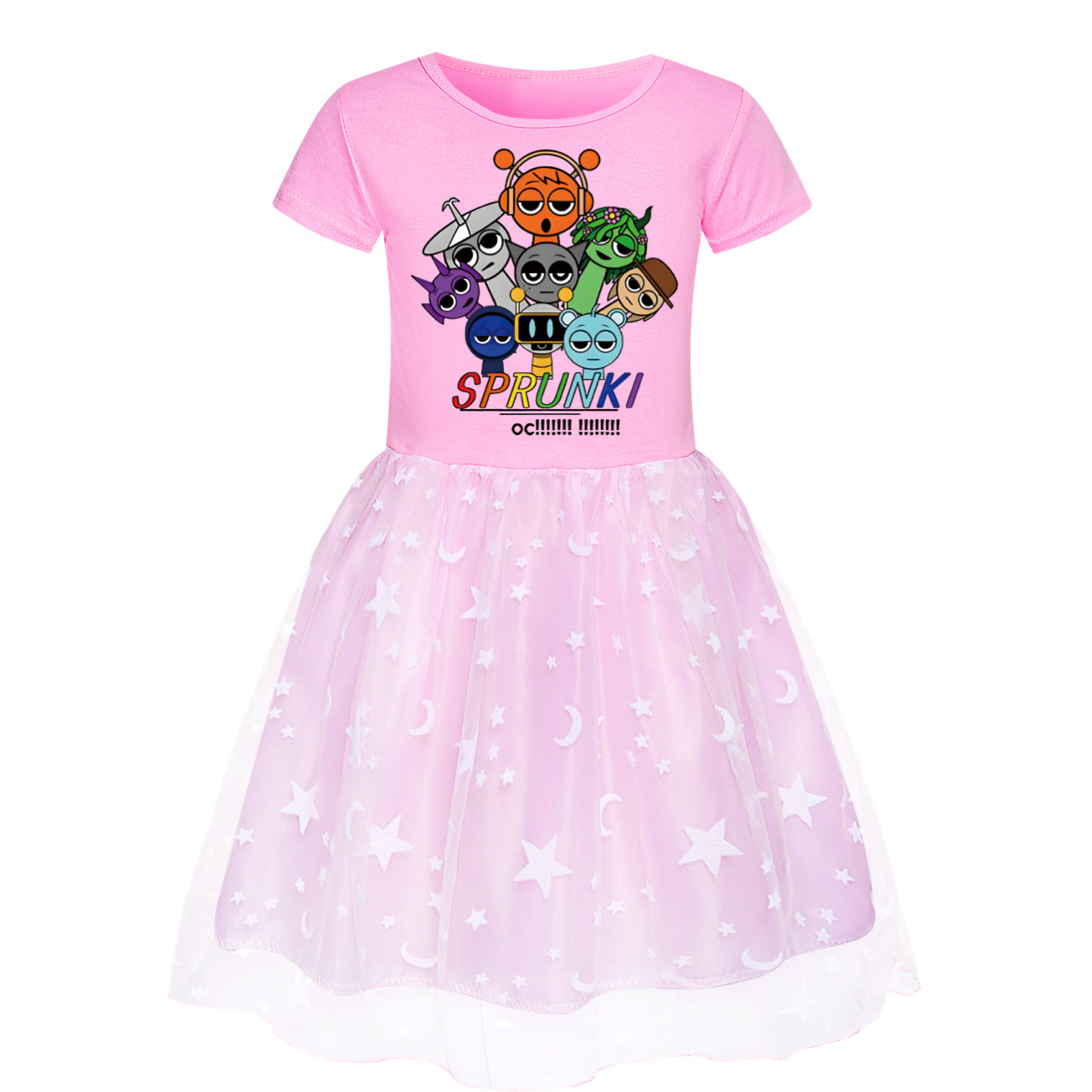 Girls Sprunki Costume Dress Rainbow Stars Tutu Skirts Birthday Party Fancy Dress - Picture 9 of 15